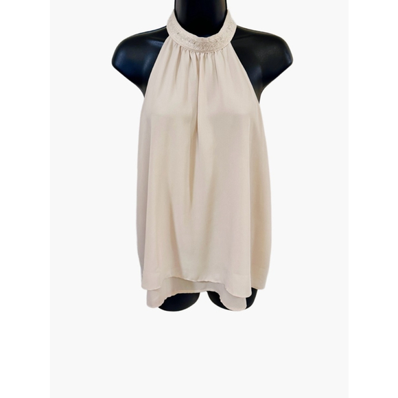 Forever 21 Beaded Halter Cream Blouse Relaxed Fit Small Top - Picture 5 of 10